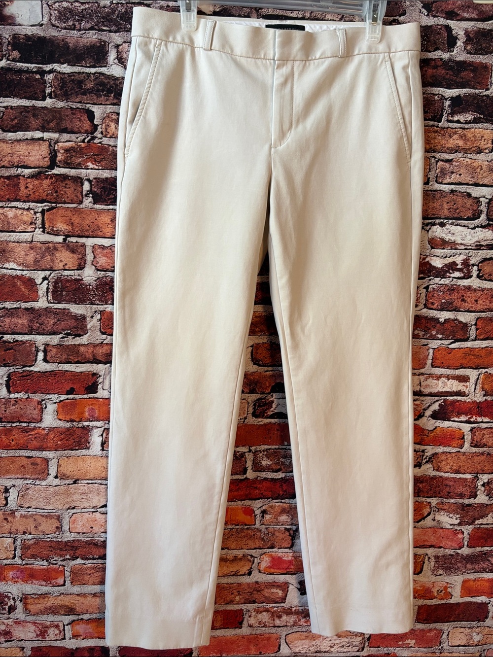 Banana Republic Ryan Womens Cream Straight-Leg Trousers Size 10